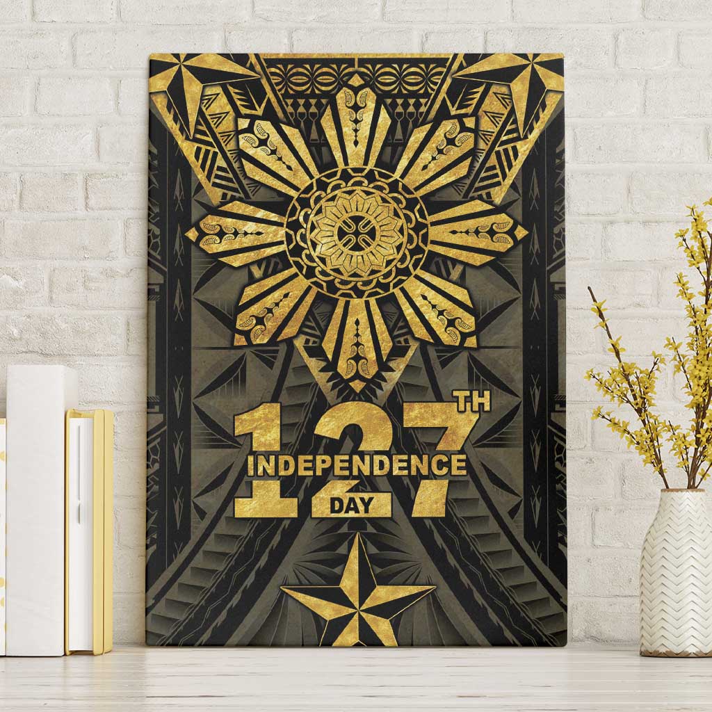 Philippines Independence Day Canvas Wall Art Filipinos Sun Star Tribal LT05 Without Frame Gold - Polynesian Pride