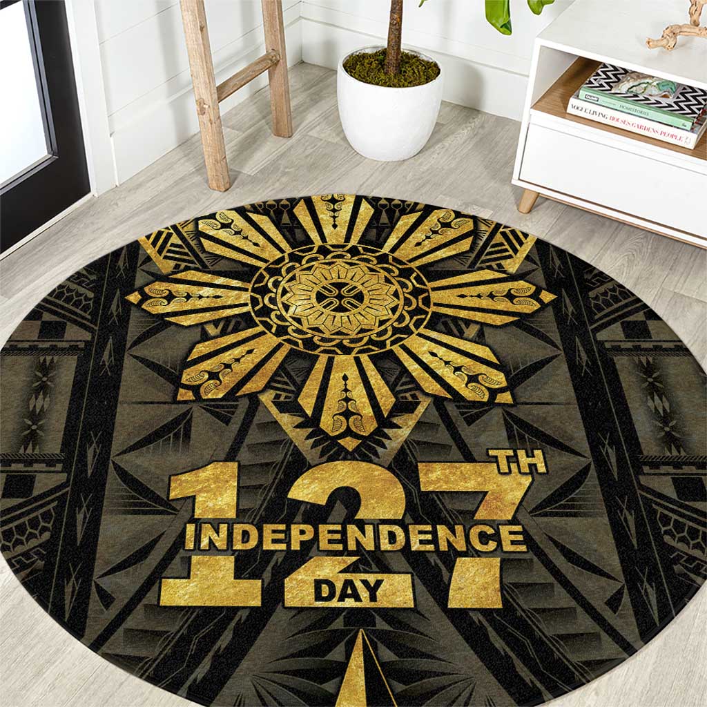Philippines Independence Day Round Carpet Filipinos Sun Star Tribal LT05 Gold - Polynesian Pride