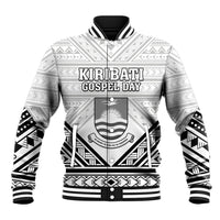 Personalised Kiribati Gospel Day Baseball Jacket Coat Of Arms Polynesian Pattern LT05 Unisex White - Polynesian Pride