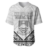 Personalised Kiribati Gospel Day Baseball Jersey Coat Of Arms Polynesian Pattern LT05 White - Polynesian Pride