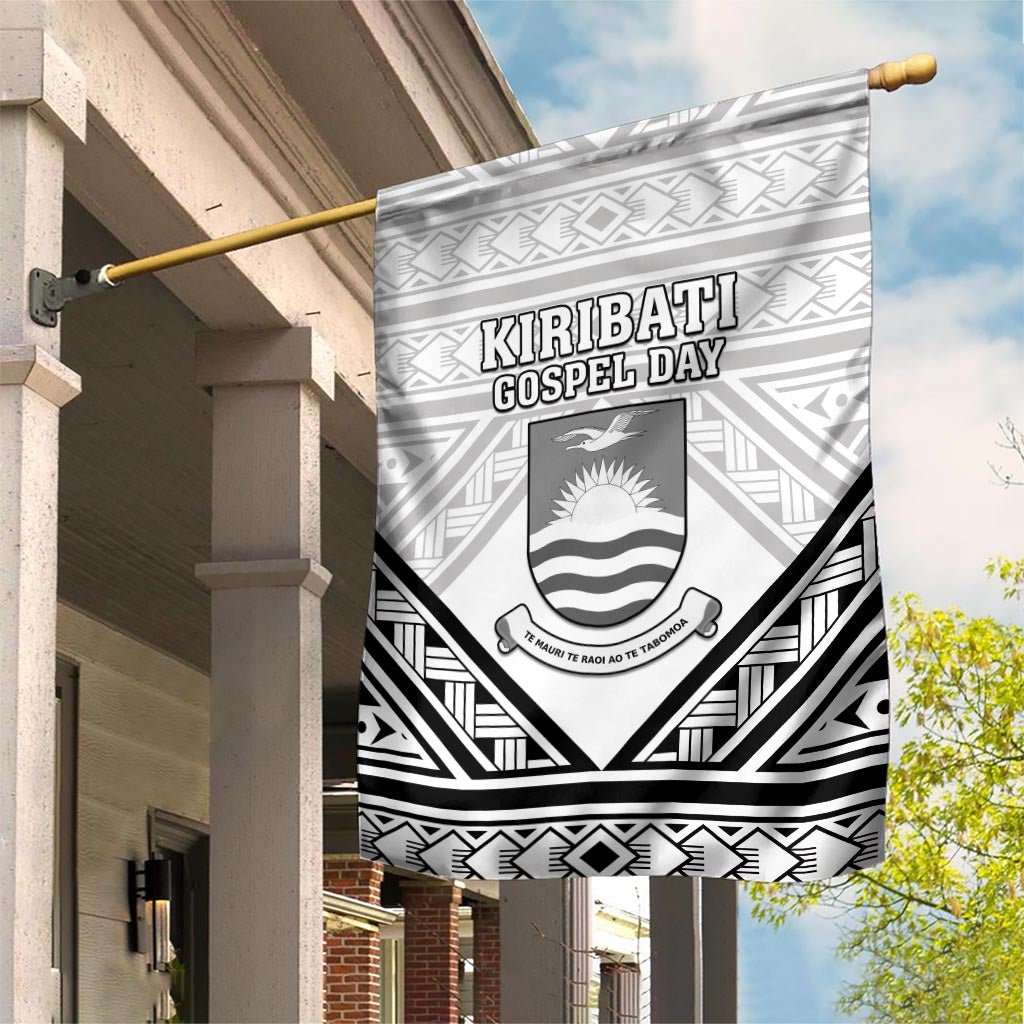 Kiribati Gospel Day Garden Flag Coat Of Arms Polynesian Pattern LT05 House Flag White - Polynesian Pride