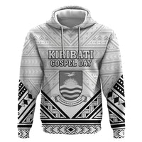 Personalised Kiribati Gospel Day Hoodie Coat Of Arms Polynesian Pattern LT05 Pullover Hoodie White - Polynesian Pride