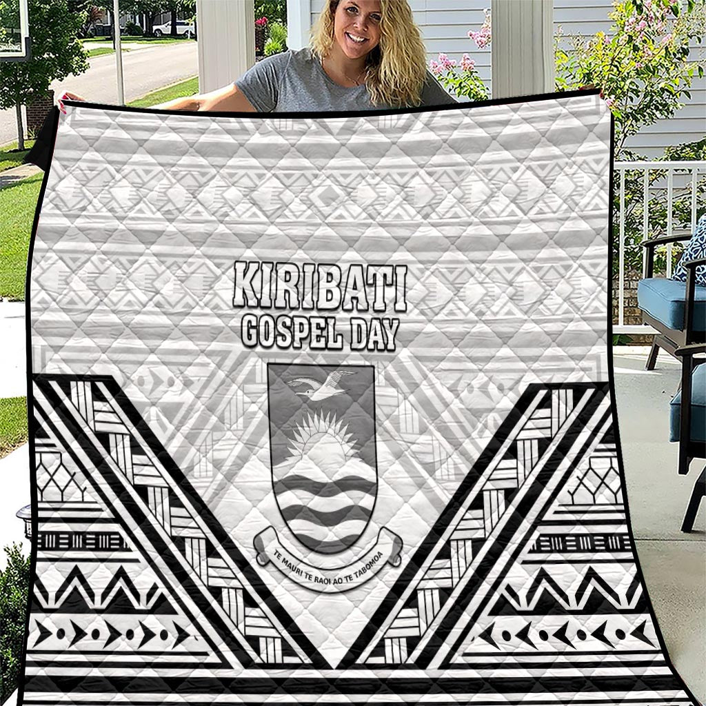 Kiribati Gospel Day Quilt Coat Of Arms Polynesian Pattern LT05 White - Polynesian Pride
