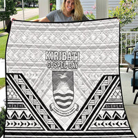 Kiribati Gospel Day Quilt Coat Of Arms Polynesian Pattern LT05 White - Polynesian Pride