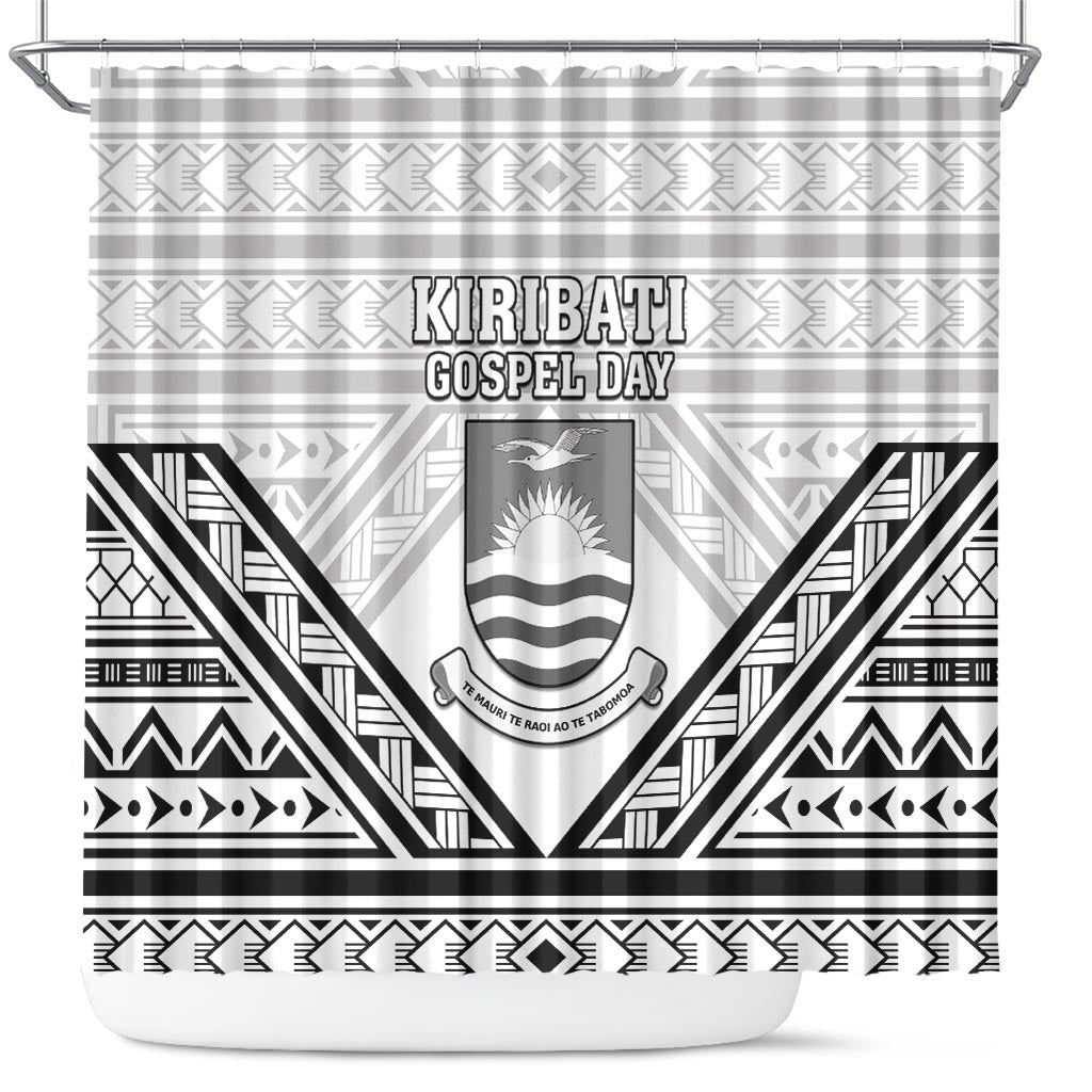 Kiribati Gospel Day Shower Curtain Coat Of Arms Polynesian Pattern