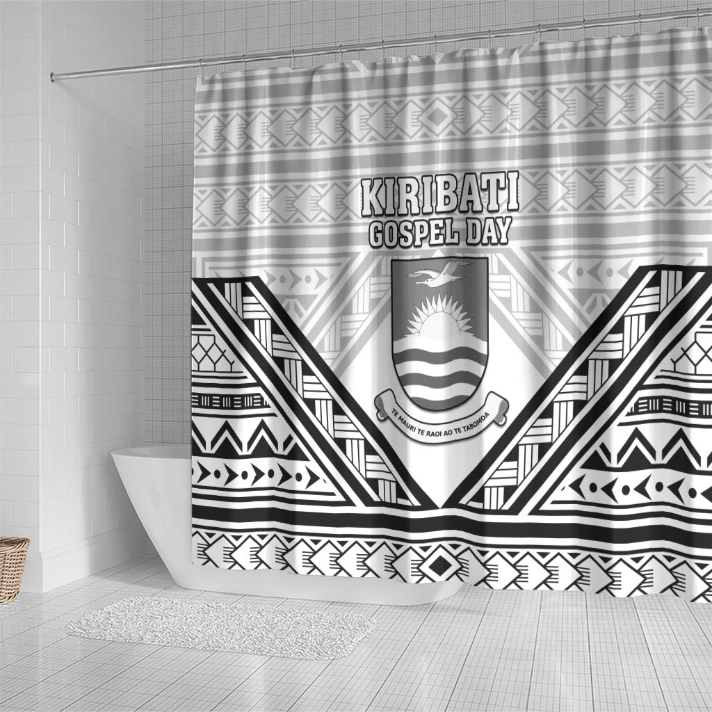 Kiribati Gospel Day Shower Curtain Coat Of Arms Polynesian Pattern LT05 - Polynesian Pride