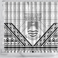 Kiribati Gospel Day Shower Curtain Coat Of Arms Polynesian Pattern LT05 - Polynesian Pride