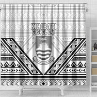 Kiribati Gospel Day Shower Curtain Coat Of Arms Polynesian Pattern LT05 - Polynesian Pride