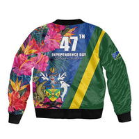 Solomon Islands Independence Day Bomber Jacket Coat Of Arms With Tropical Flowers LT05 - Polynesian Pride