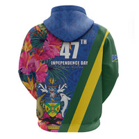 Solomon Islands Independence Day Hoodie Coat Of Arms With Tropical Flowers LT05 - Polynesian Pride