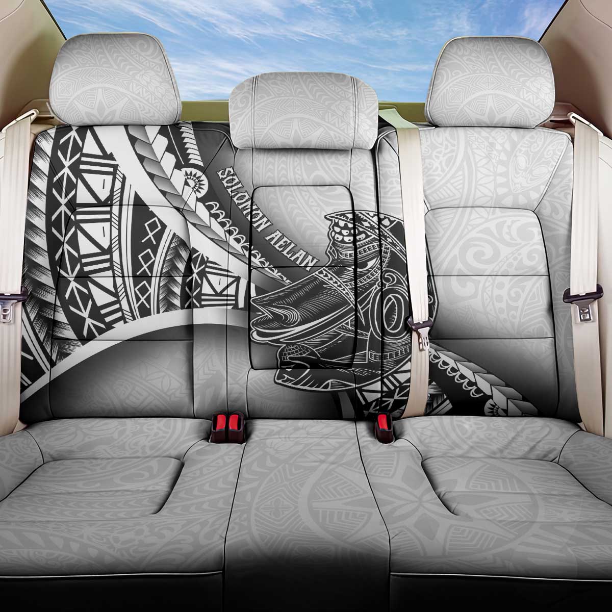 Solomon Islands Nguzunguzu Back Car Seat Cover Polynesian Tribal Pattern LT05 One Size White - Polynesian Pride