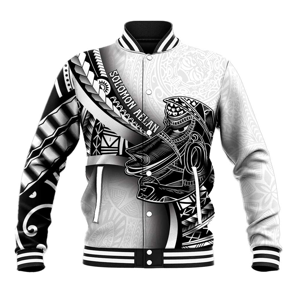 Solomon Islands Nguzunguzu Baseball Jacket Polynesian Tribal Pattern LT05 Unisex White - Polynesian Pride