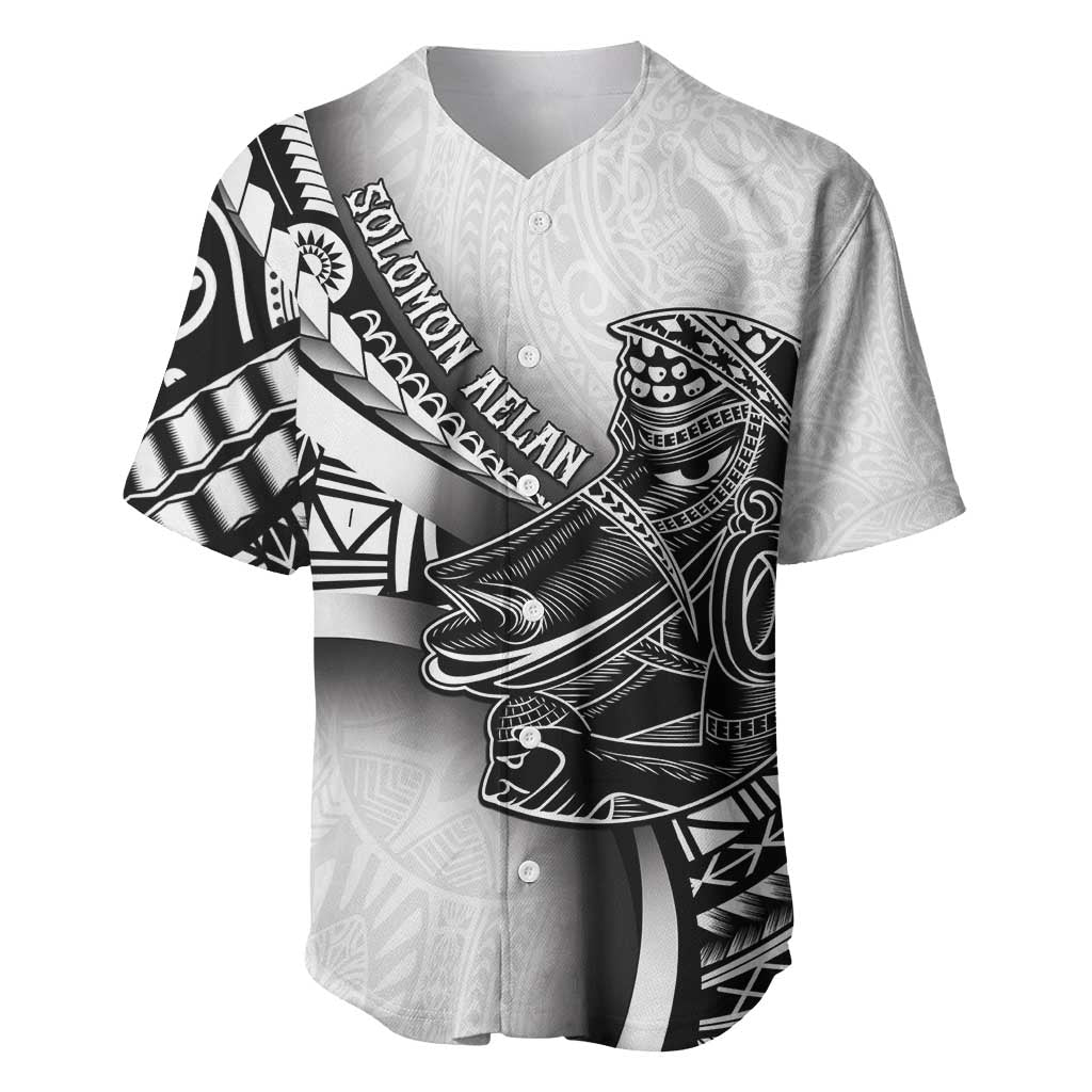 Solomon Islands Nguzunguzu Baseball Jersey Polynesian Tribal Pattern LT05 White - Polynesian Pride