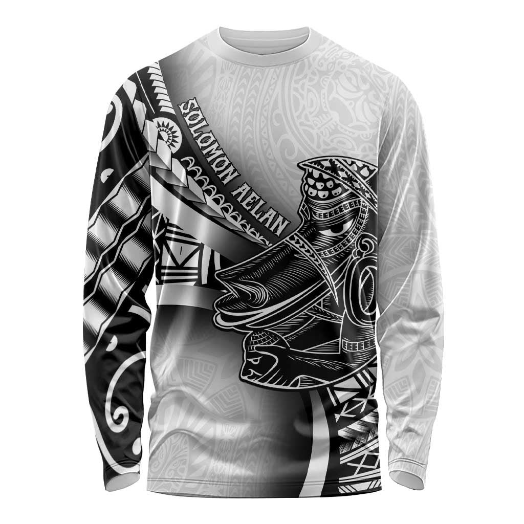 Solomon Islands Nguzunguzu Long Sleeve Shirt Polynesian Tribal Pattern LT05 Unisex White - Polynesian Pride