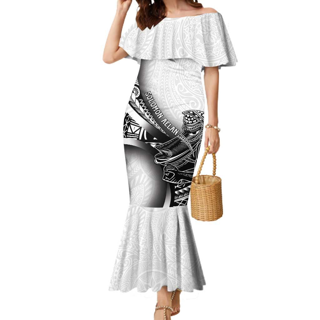 Solomon Islands Nguzunguzu Mermaid Dress Polynesian Tribal Pattern LT05 Women White - Polynesian Pride