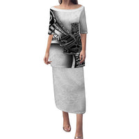 Solomon Islands Nguzunguzu Puletasi Polynesian Tribal Pattern LT05 Long Dress White - Polynesian Pride