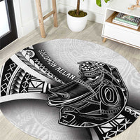 Solomon Islands Nguzunguzu Round Carpet Polynesian Tribal Pattern LT05 White - Polynesian Pride