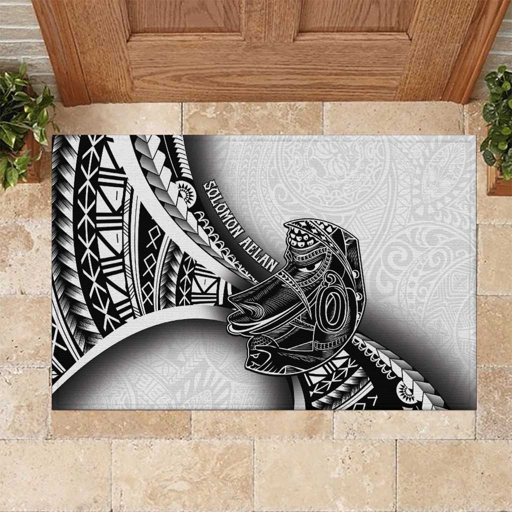 Solomon Islands Nguzunguzu Rubber Doormat Polynesian Tribal Pattern LT05 White - Polynesian Pride