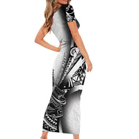Solomon Islands Nguzunguzu Short Sleeve Bodycon Dress Polynesian Tribal Pattern LT05 - Polynesian Pride