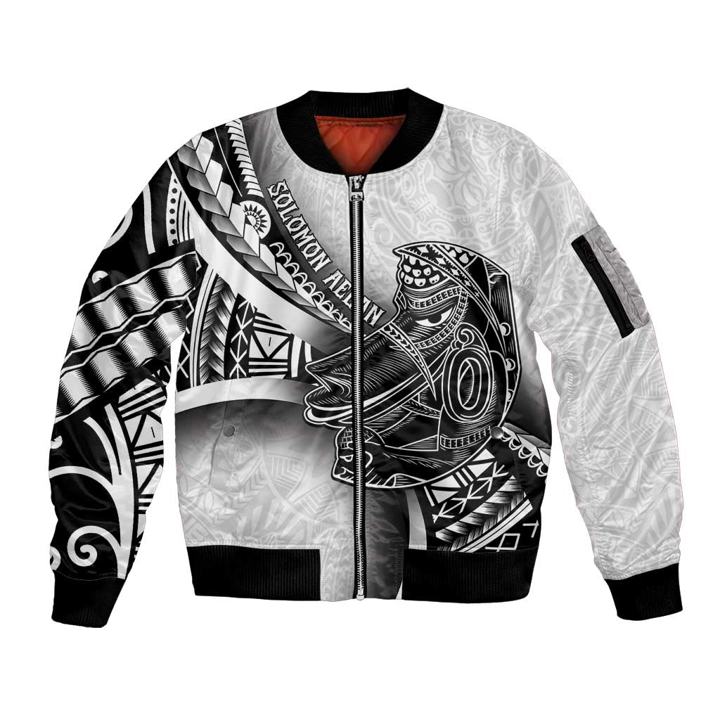 Solomon Islands Nguzunguzu Sleeve Zip Bomber Jacket Polynesian Tribal Pattern LT05 Unisex White - Polynesian Pride
