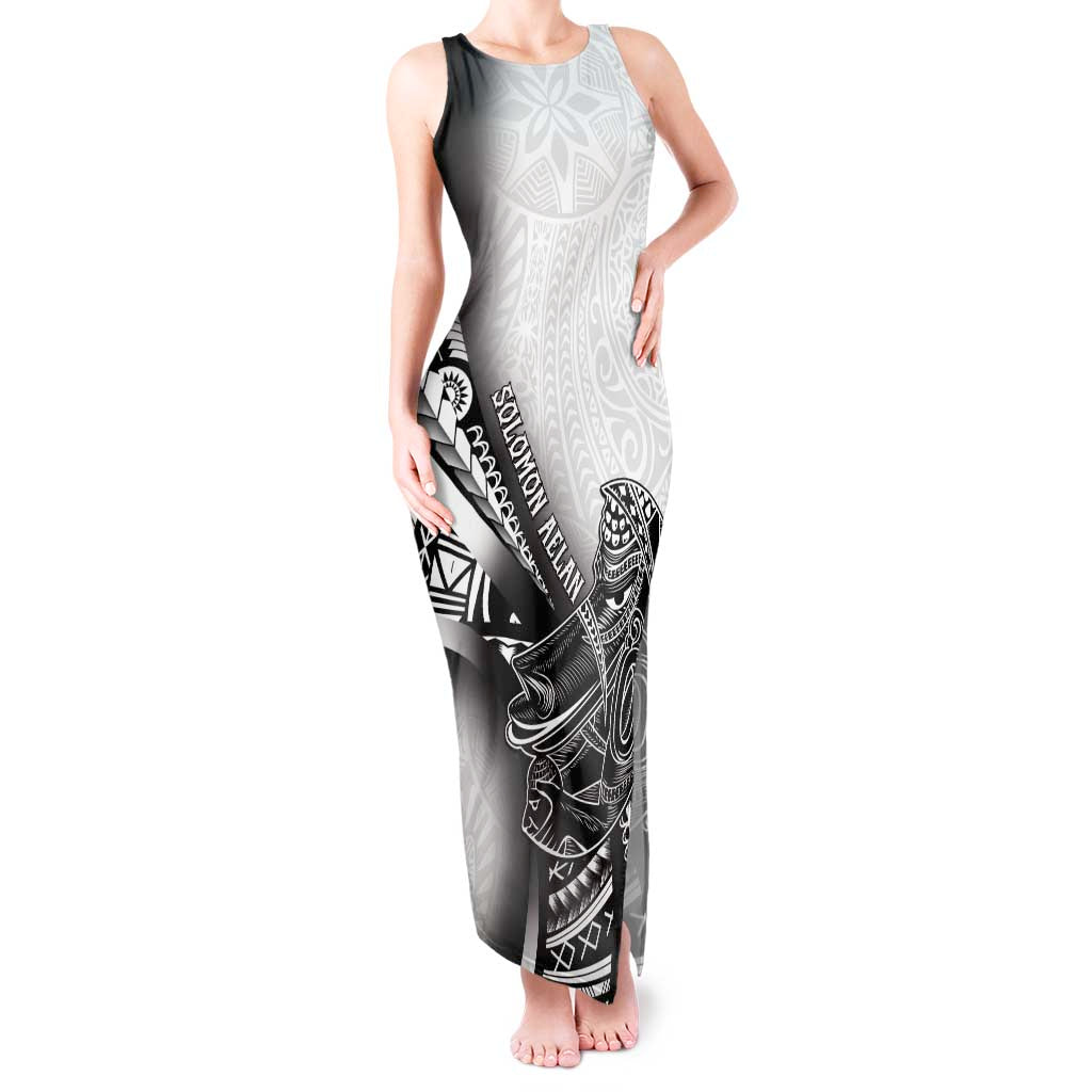 Solomon Islands Nguzunguzu Tank Maxi Dress Polynesian Tribal Pattern LT05 Women White - Polynesian Pride