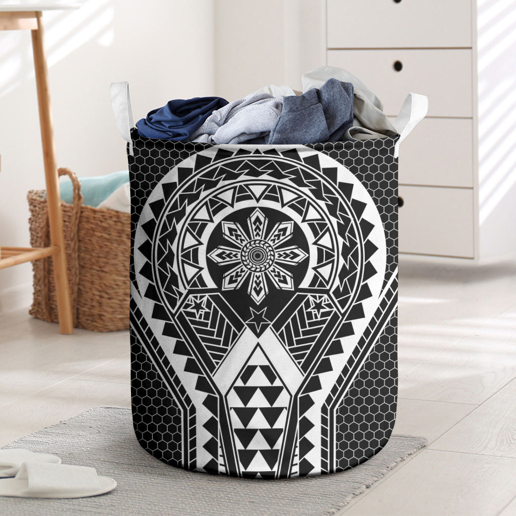 Philippines Batok Tribal Inspired Tattoo Black Laundry Basket LT05 Black - Polynesian Pride
