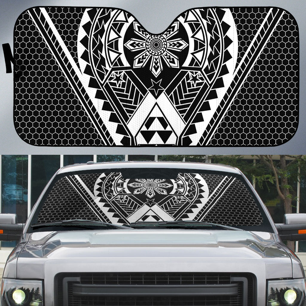 Philippines Batok Tribal Inspired Tattoo Black Auto Sun Shade LT05 Black - Polynesian Pride