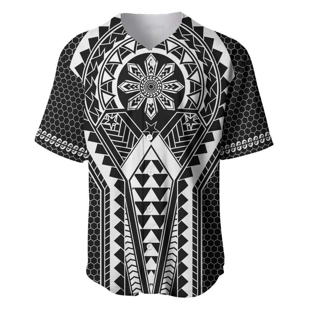 Philippines Batok Tribal Inspired Tattoo Black Baseball Jersey LT05 Black - Polynesian Pride