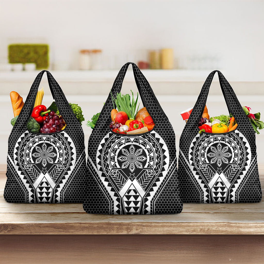 Philippines Batok Tribal Inspired Tattoo Black Grocery Bag LT05 3-pack One Size Black - Polynesian Pride