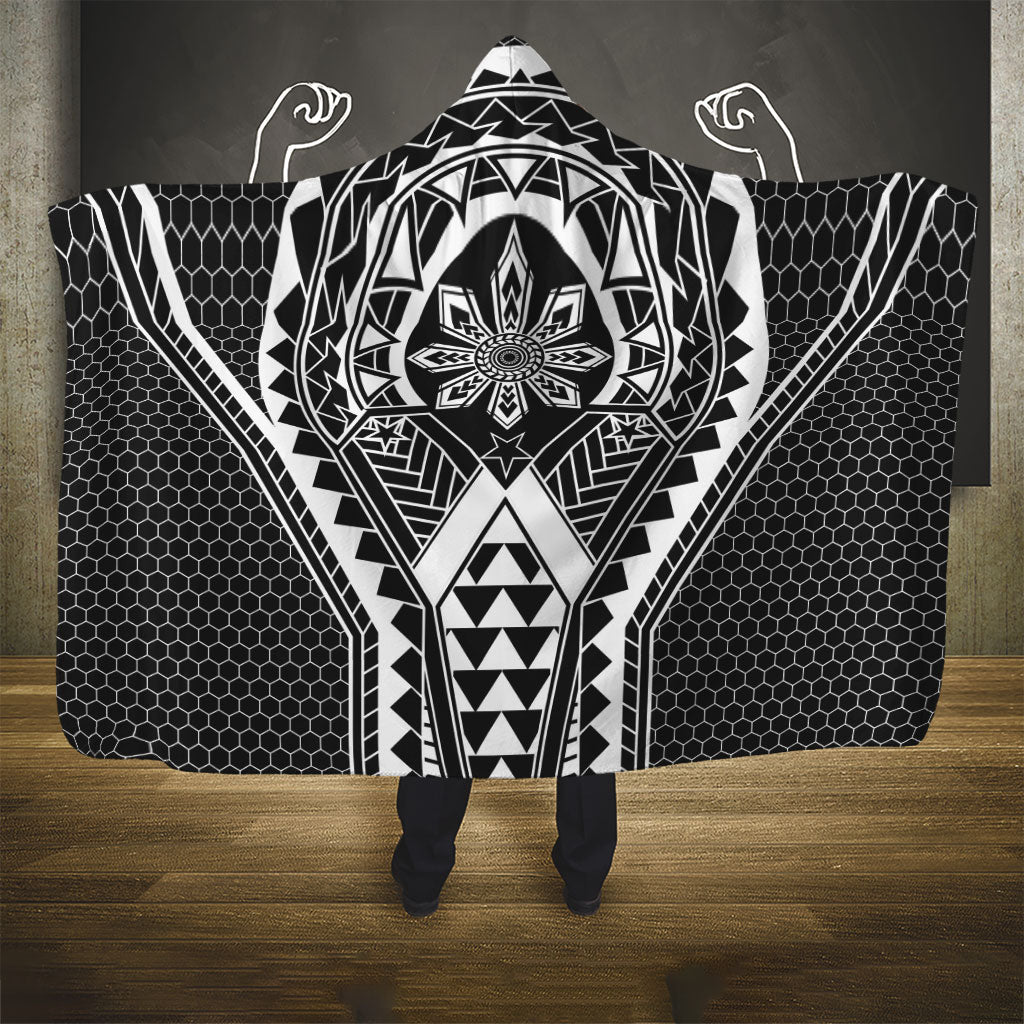 Philippines Batok Tribal Inspired Tattoo Black Hooded Blanket LT05 - Polynesian Pride