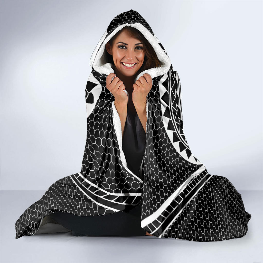 Philippines Batok Tribal Inspired Tattoo Black Hooded Blanket LT05 - Polynesian Pride