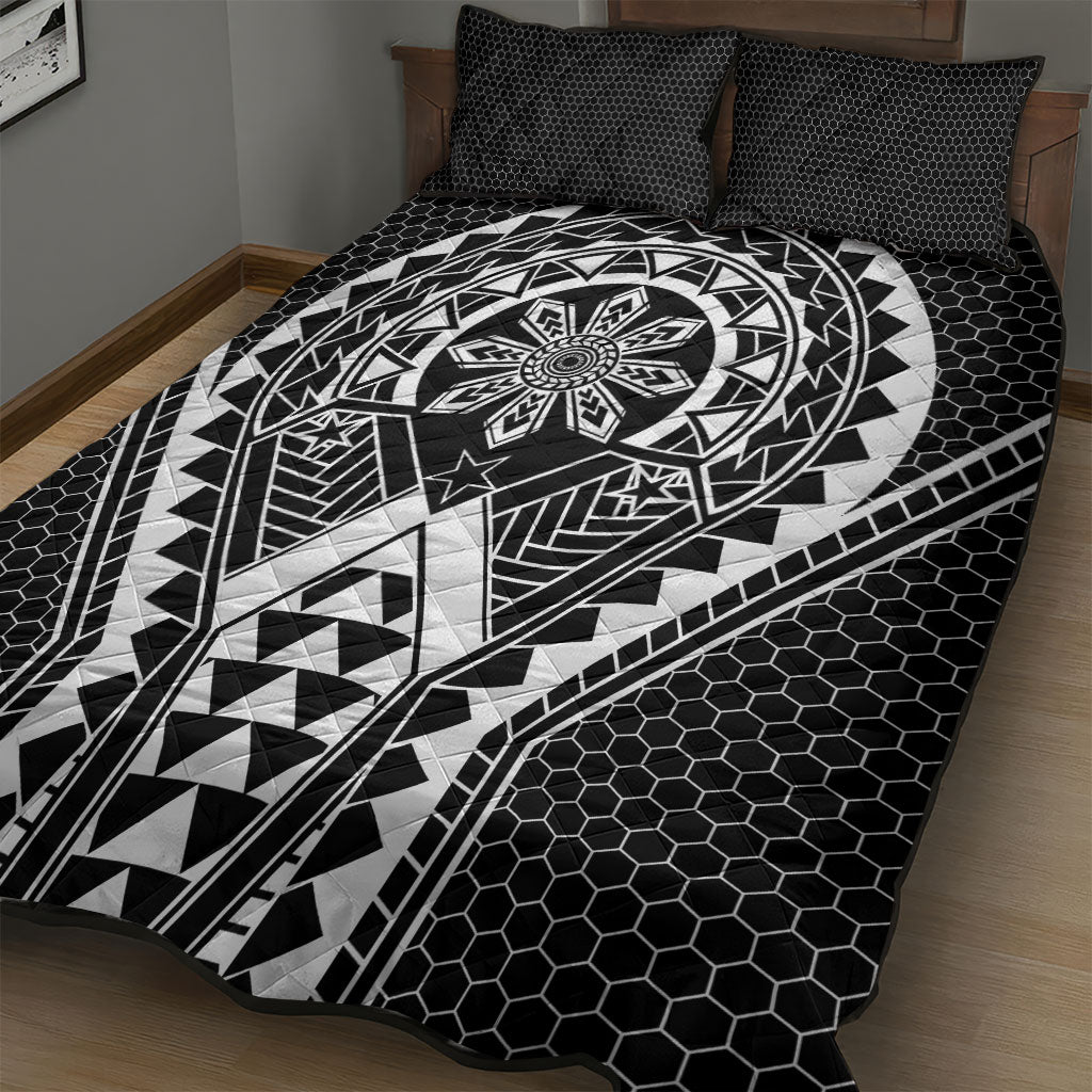 Philippines Batok Tribal Inspired Tattoo Black Quilt Bed Set LT05 - Polynesian Pride