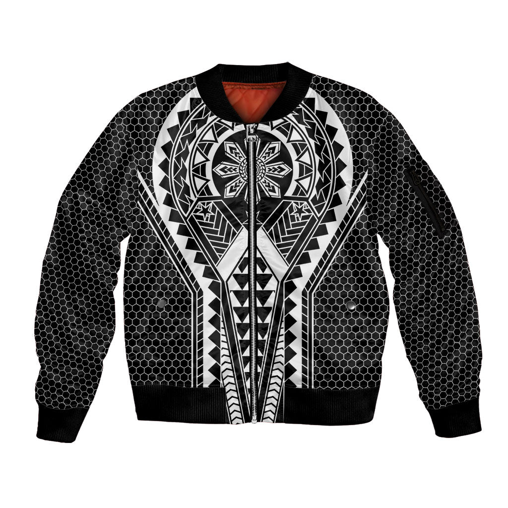 Philippines Batok Tribal Inspired Tattoo Black Sleeve Zip Bomber Jacket LT05 Unisex Black - Polynesian Pride