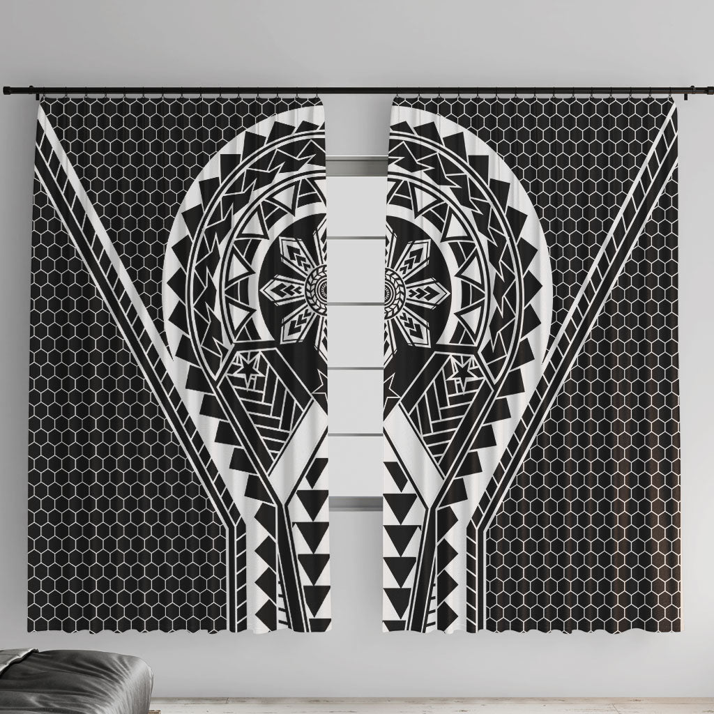 Philippines Batok Tribal Inspired Tattoo Black Window Curtain LT05 With Hooks Black - Polynesian Pride