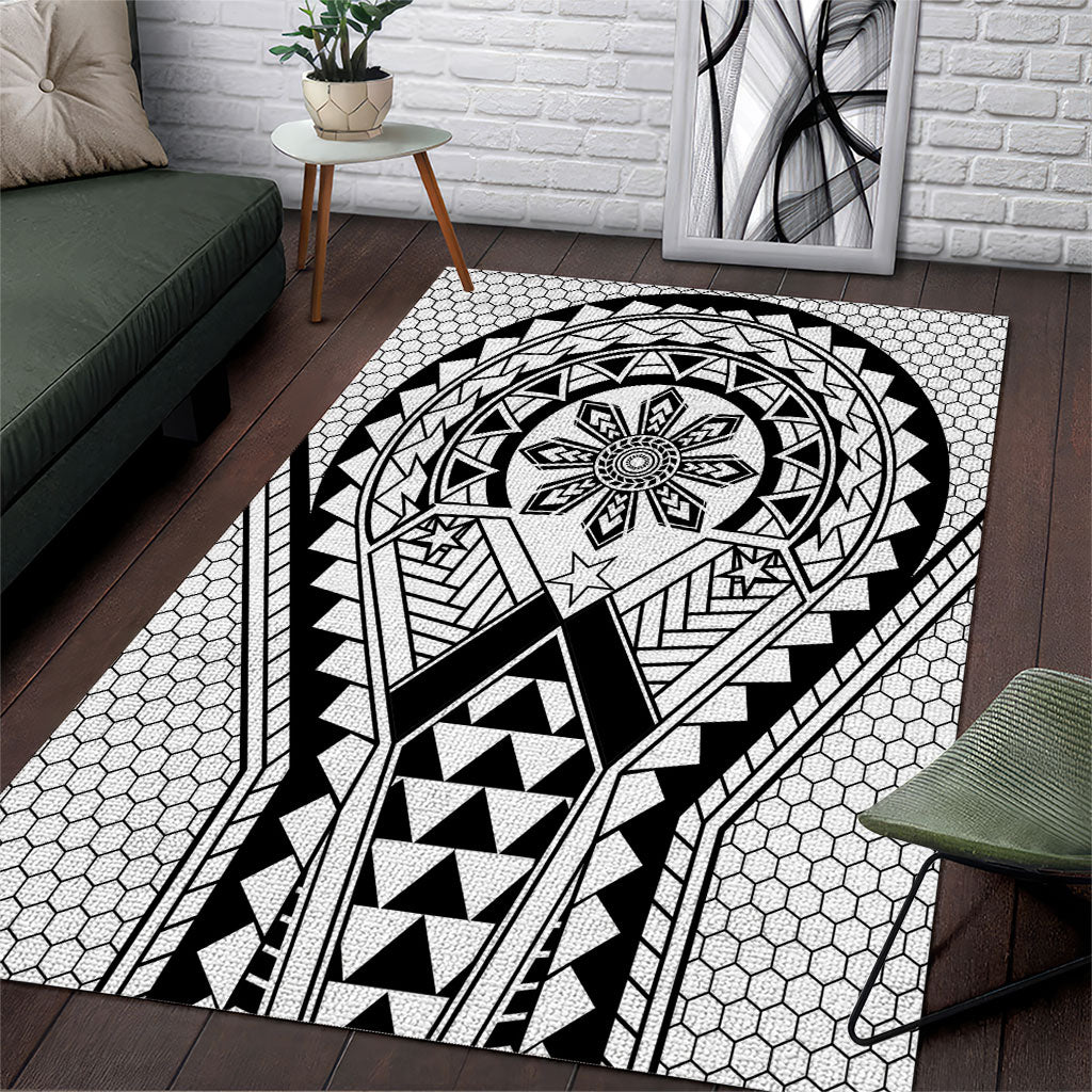 Philippines Batok Tribal Inspired Tattoo White Area Rug LT05 White - Polynesian Pride