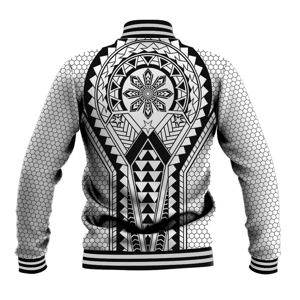 Philippines Batok Tribal Inspired Tattoo White Baseball Jacket LT05 - Polynesian Pride