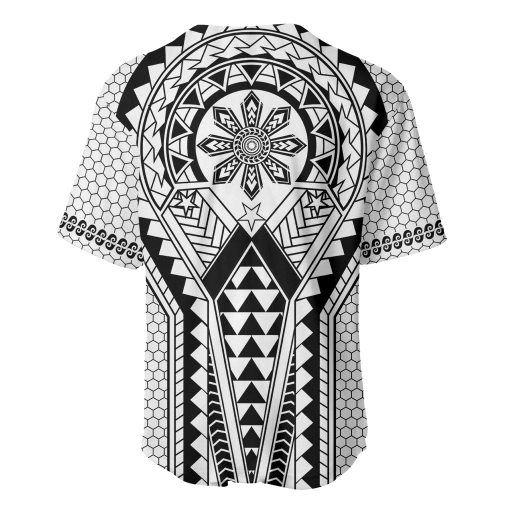 Philippines Batok Tribal Inspired Tattoo White Baseball Jersey LT05 - Polynesian Pride
