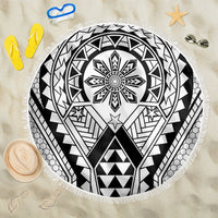Philippines Batok Tribal Inspired Tattoo White Beach Blanket LT05 One Size 150cm White - Polynesian Pride