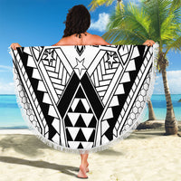 Philippines Batok Tribal Inspired Tattoo White Beach Blanket LT05 - Polynesian Pride