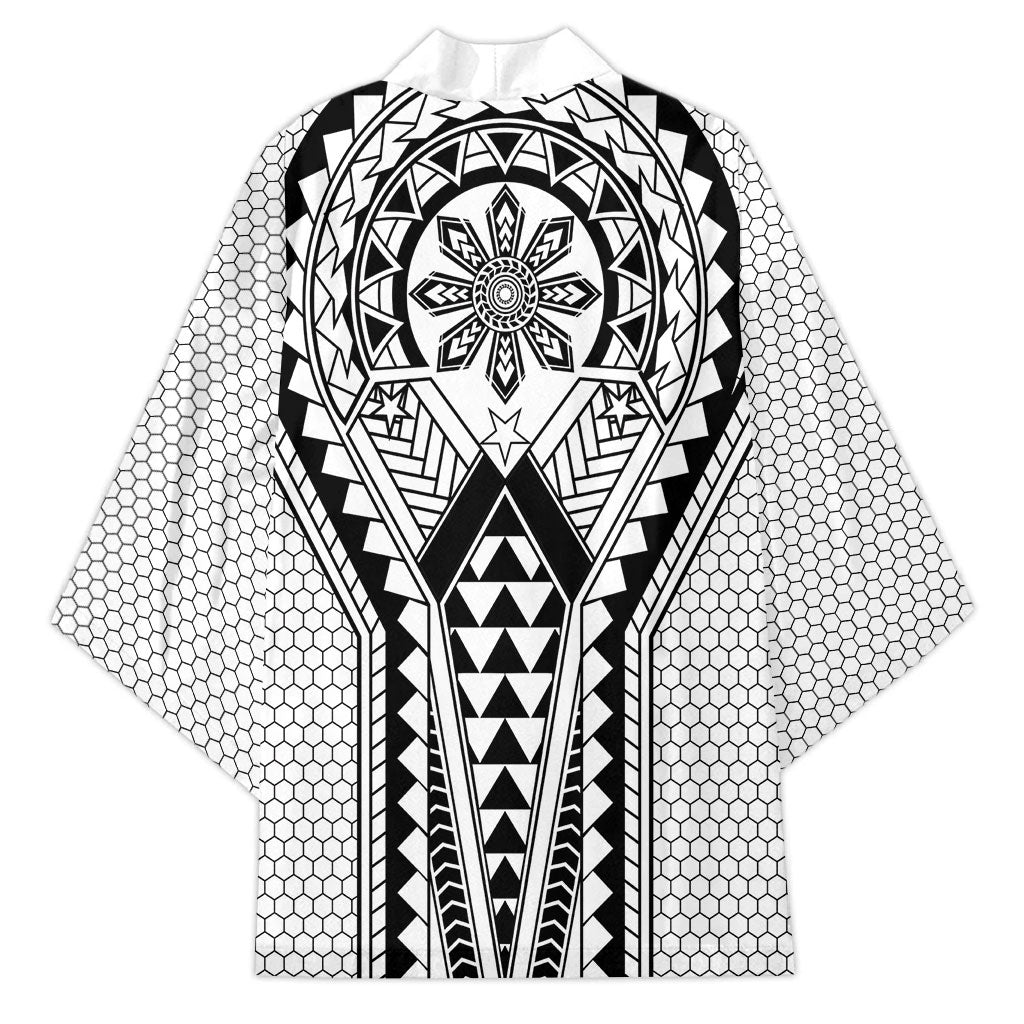 Philippines Batok Tribal Inspired Tattoo White Kimono LT05 - Polynesian Pride