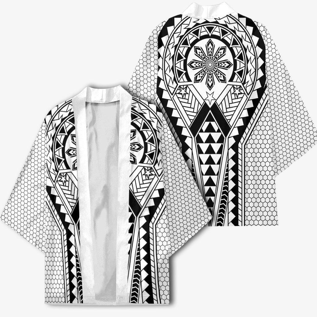 Philippines Batok Tribal Inspired Tattoo White Kimono LT05 - Polynesian Pride
