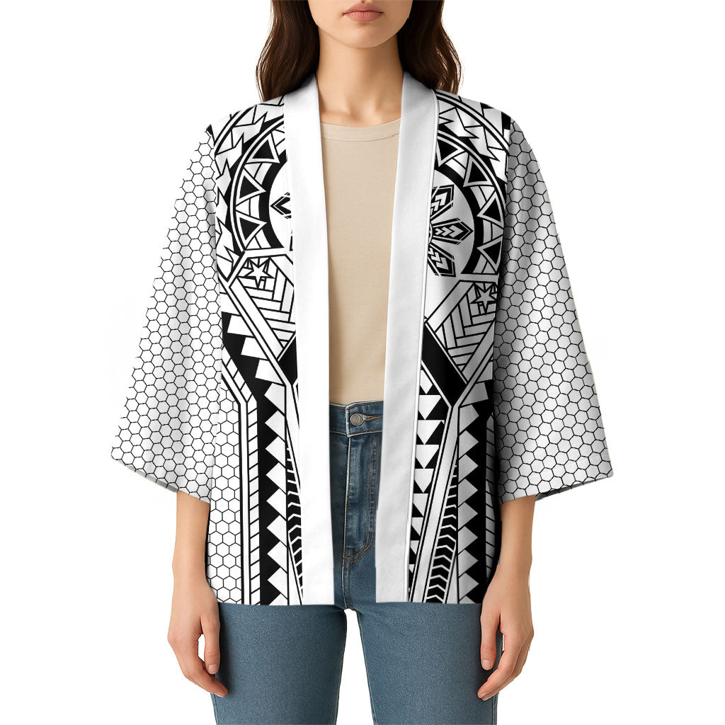 Philippines Batok Tribal Inspired Tattoo White Kimono LT05 - Polynesian Pride