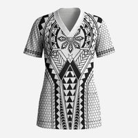 Philippines Batok Tribal Inspired Tattoo White Scrub Top LT05 Adult White - Polynesian Pride