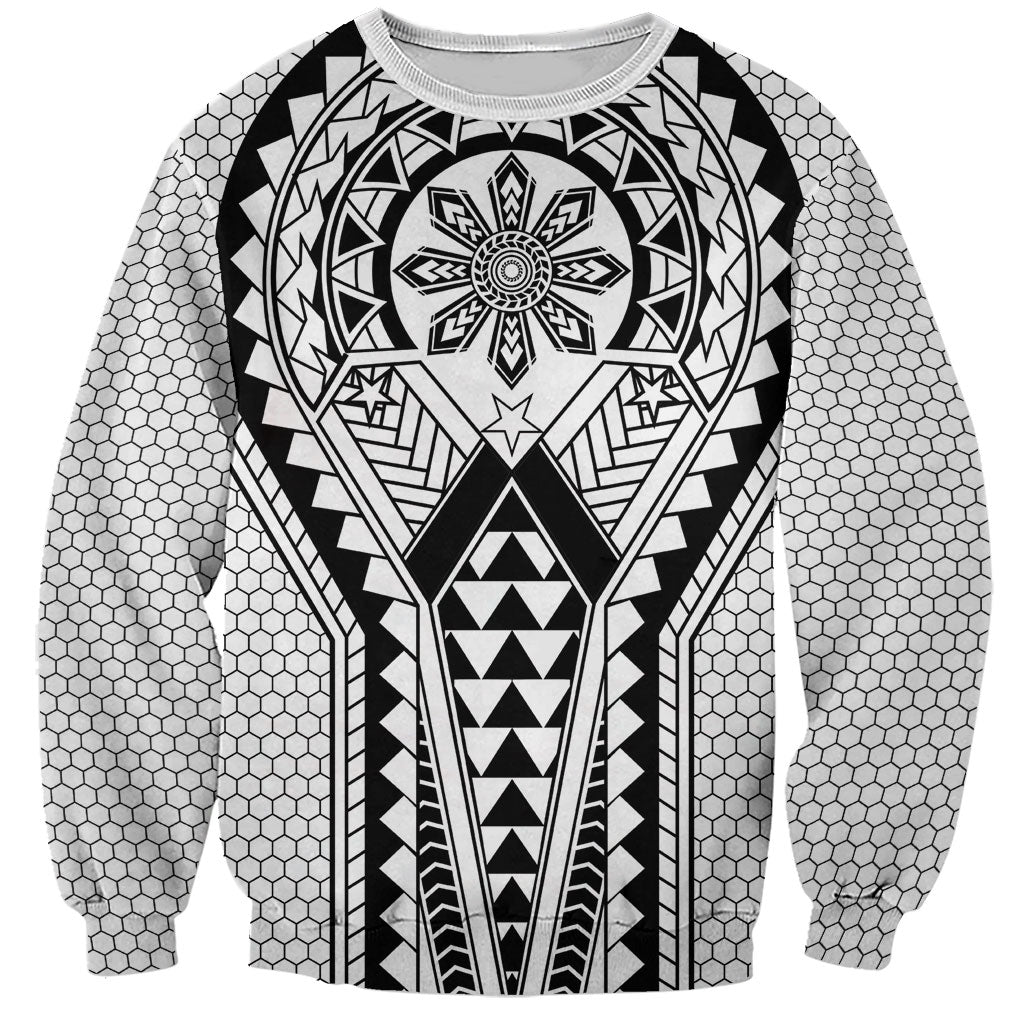 Philippines Batok Tribal Inspired Tattoo White Sweatshirt LT05 Unisex White - Polynesian Pride