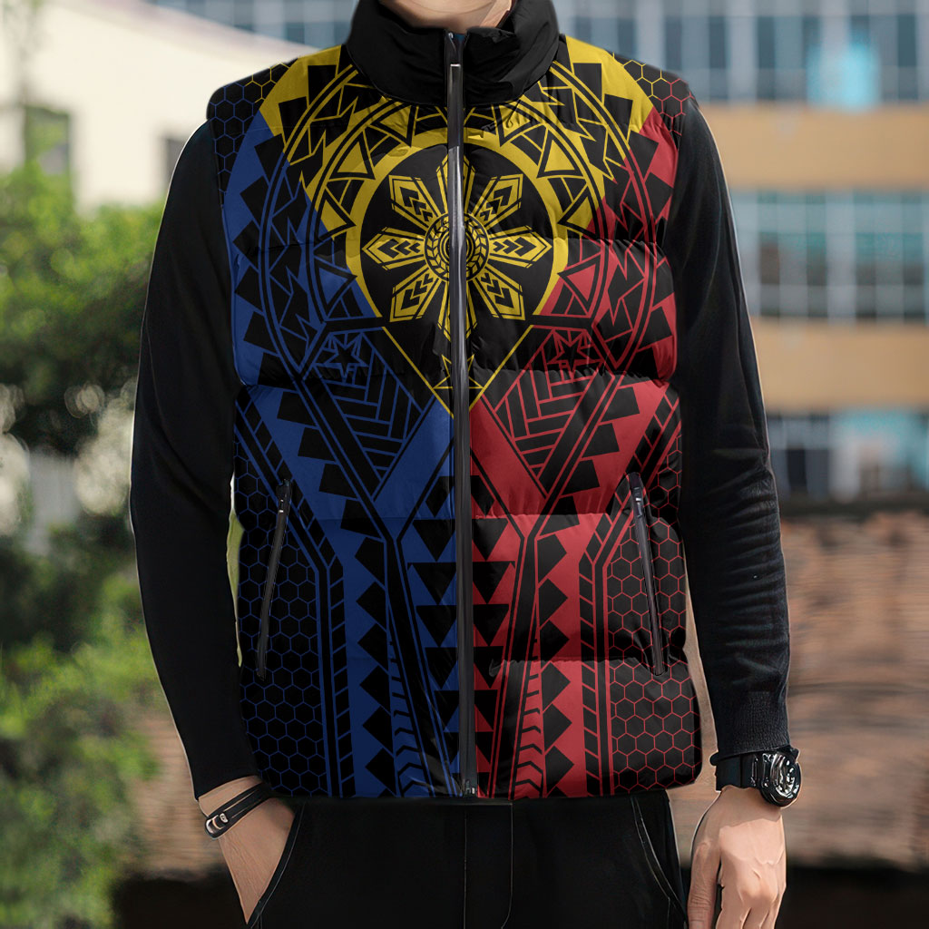 Philippines Batok Tribal Inspired Tattoo Sleeveless Puffer Jacket LT05 - Polynesian Pride