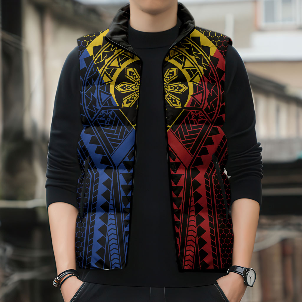 Philippines Batok Tribal Inspired Tattoo Sleeveless Puffer Jacket LT05 - Polynesian Pride