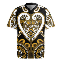 Custom Aotearoa Ngai Te Rangi Rugby Jersey Maori Tribal Pattern LT05 Gold - Polynesian Pride