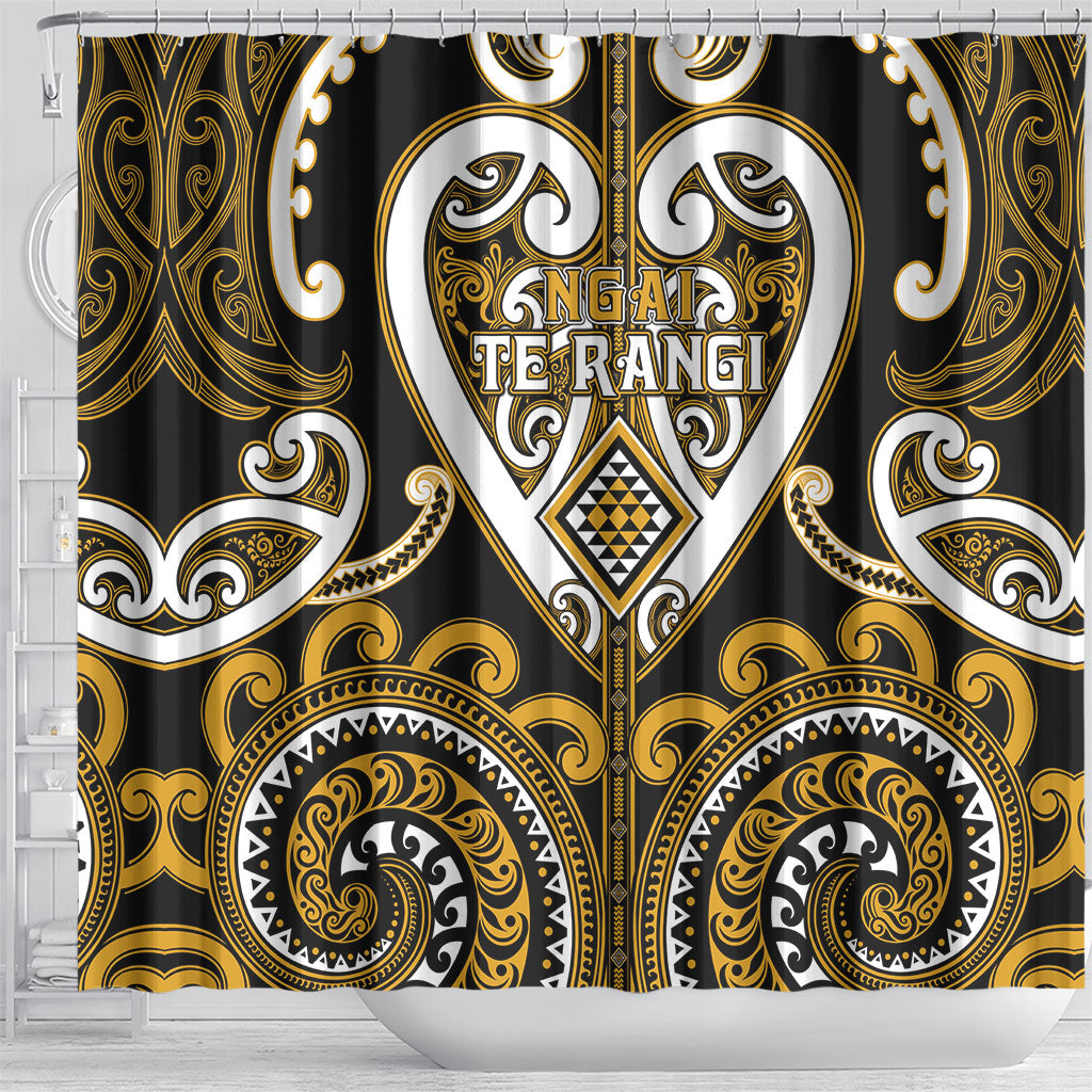 Aotearoa Ngai Te Rangi Shower Curtain Maori Tribal Pattern LT05 - Polynesian Pride