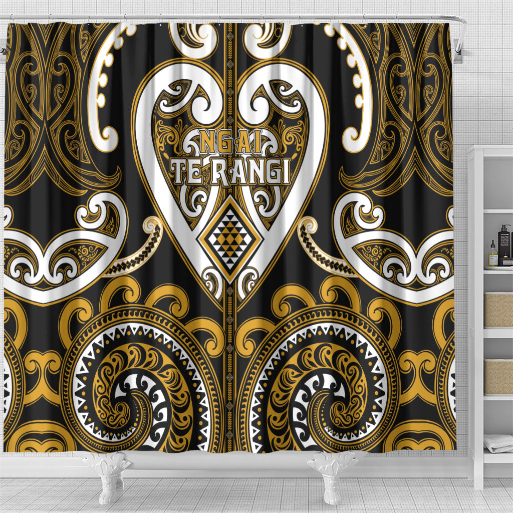Aotearoa Ngai Te Rangi Shower Curtain Maori Tribal Pattern LT05 - Polynesian Pride