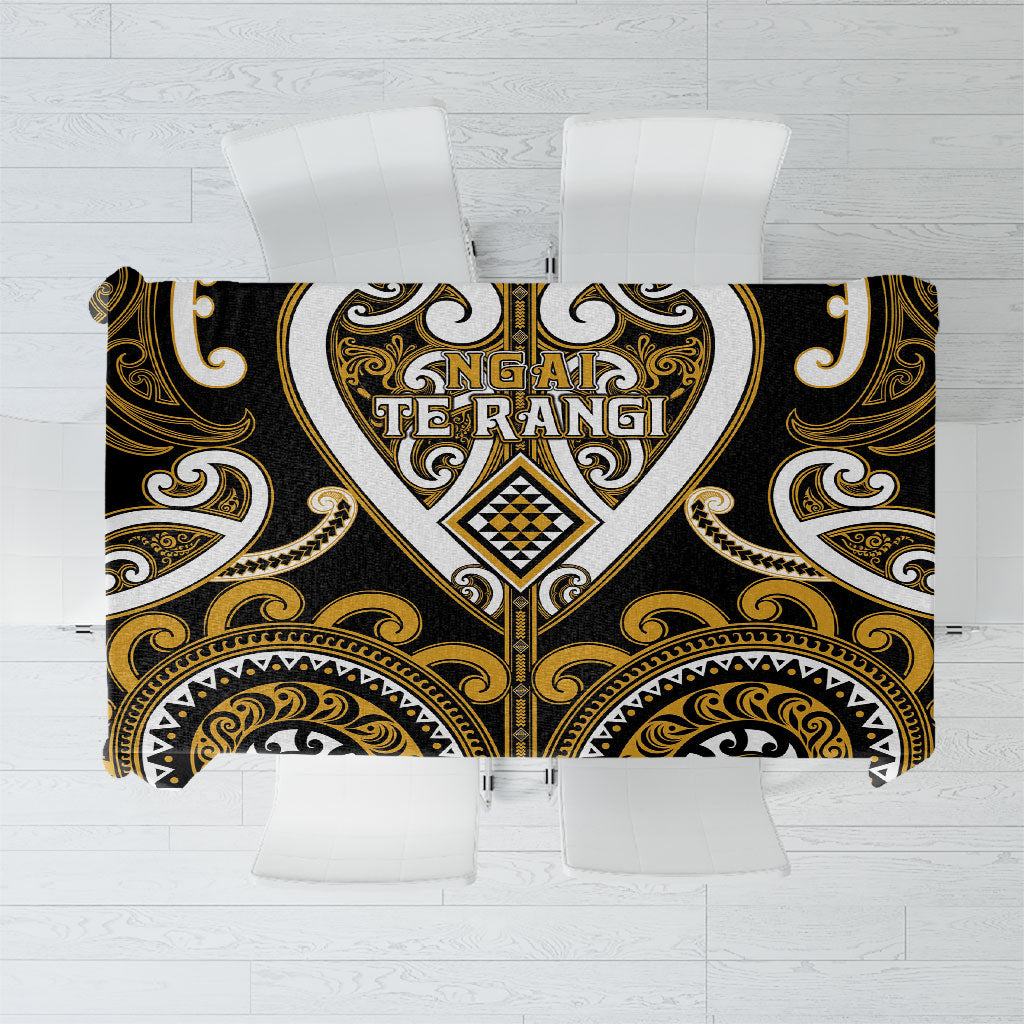 Aotearoa Ngai Te Rangi Tablecloth Maori Tribal Pattern LT05 Gold - Polynesian Pride